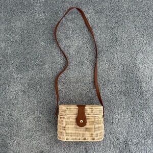 Forever 21 Beige and Brown Woven Crossbody Bag
